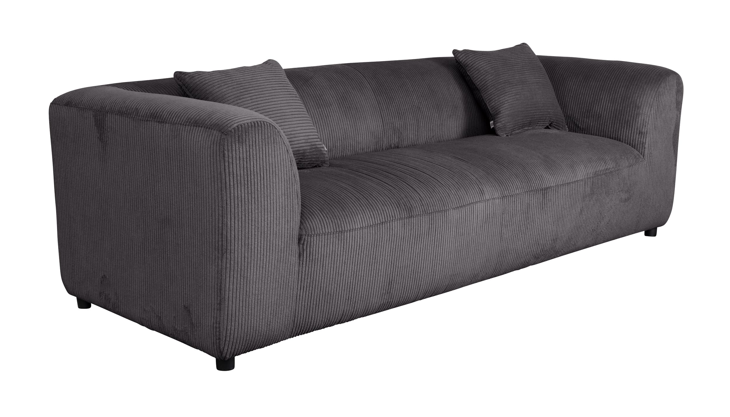 LC Home 3er Sofa »Rantum« Cord Grau Loungesofa Wohnzimmercouch + 2 Deko-Kissen