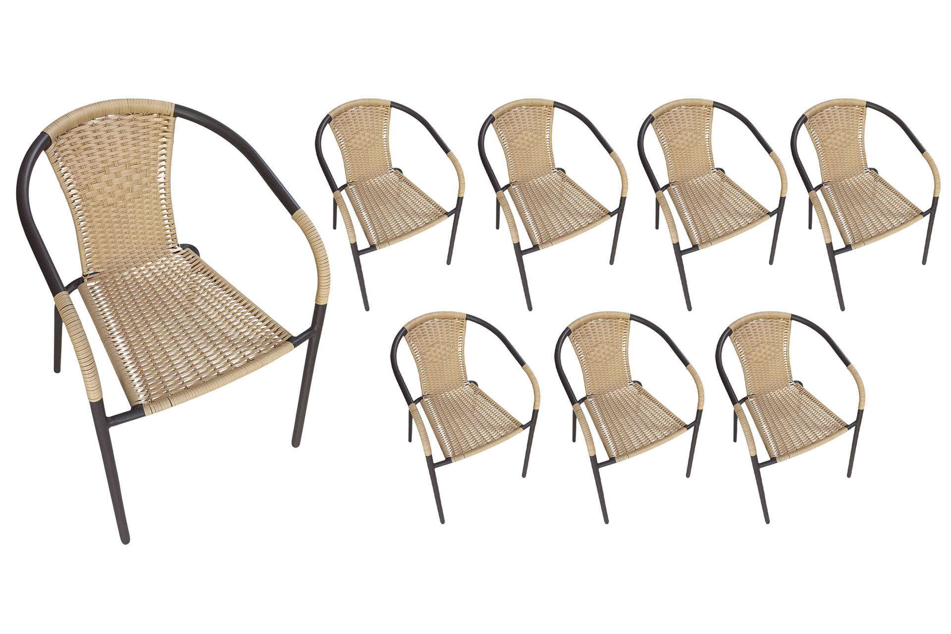 LC Garden 8er Set »Garvista« Gartenstuhl braun/gelb Metall/PE-Rattan Stapelstuhl Bistrostuhl  