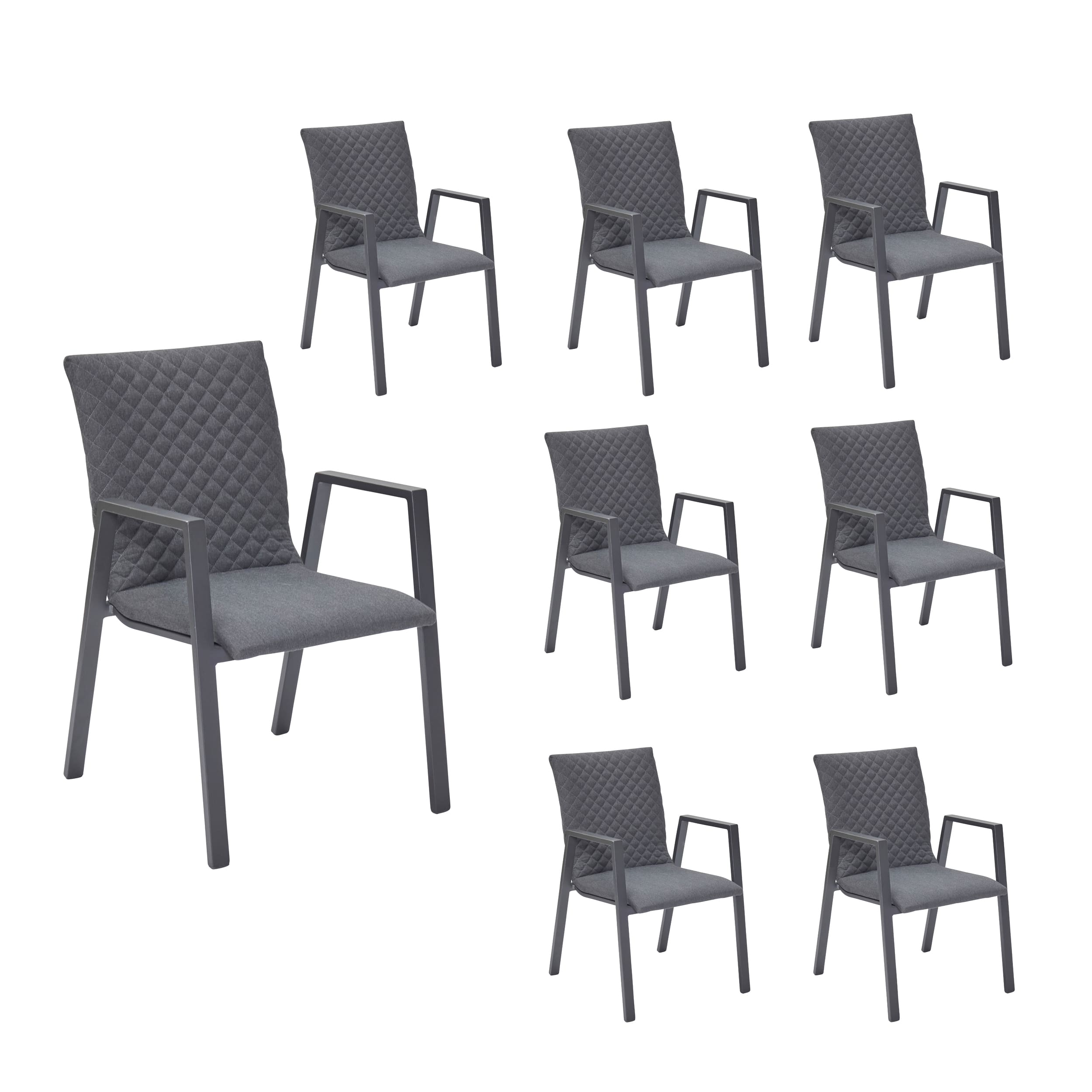 LC Garden 8er Set »Sunrino« Gartenstuhl anthrazit/sooty Aluminium/Sunbrella®-Bezug stapelbar