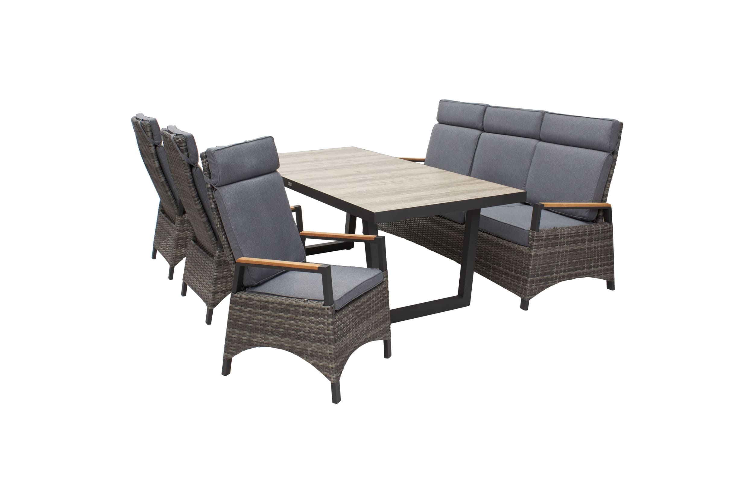 LC Garden »Keramo« Teak Dining Set II Sitzgruppe Gartenset natur-grau